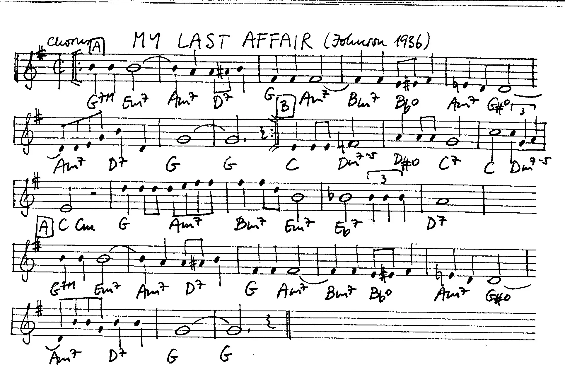 my last affair free jazz leadsheet - Courtesy of the Jungle Jazz Band